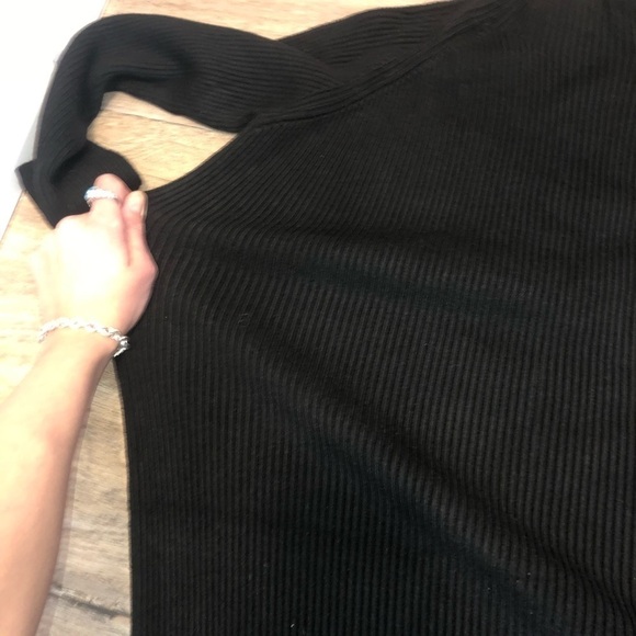 NWOT Dalia McPhee Sweater Dress Black Pleated Ombré Blue & Pink Panel 1X - Picture 8 of 8